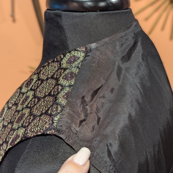 Vintage 90s Whimsigoth Patterned Button-Up Vest Satin Medium Gloria Lance Boho - Picture 12 of 12